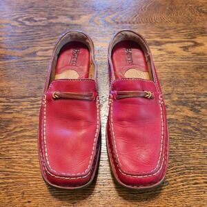 Born Red Leather Casual Slip On Comfort Driving Mules Loafers Womens 7M Mocs